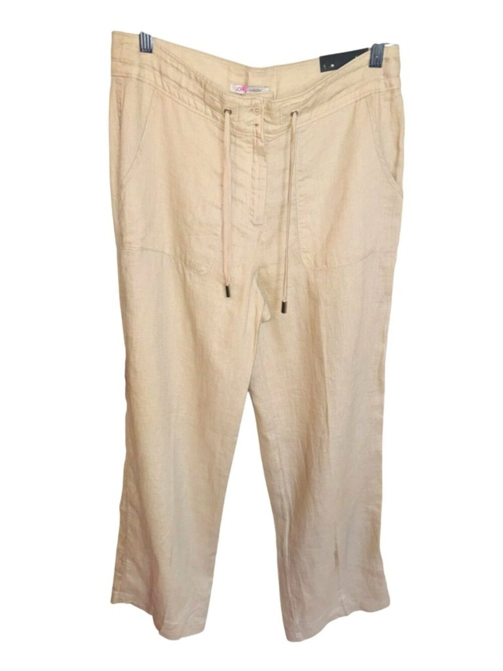 NWT John Mark Wide Leg Linen Crop Pants S Beige Linen Relaxed Fit Sustainable - Picture 2 of 11